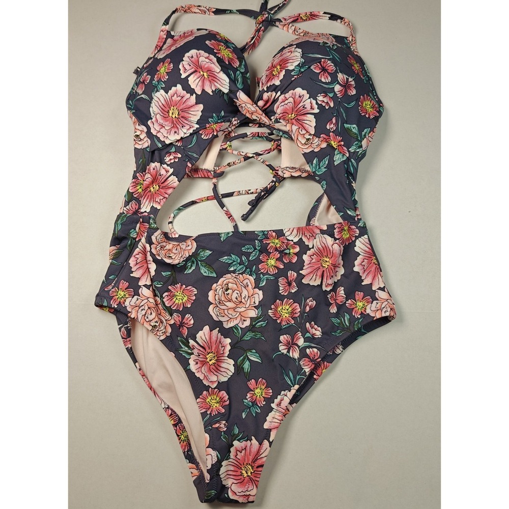Shade & Shore Floral All Over‎ Print Summer One Piece Swimsuit- Size: 36 C NWOT